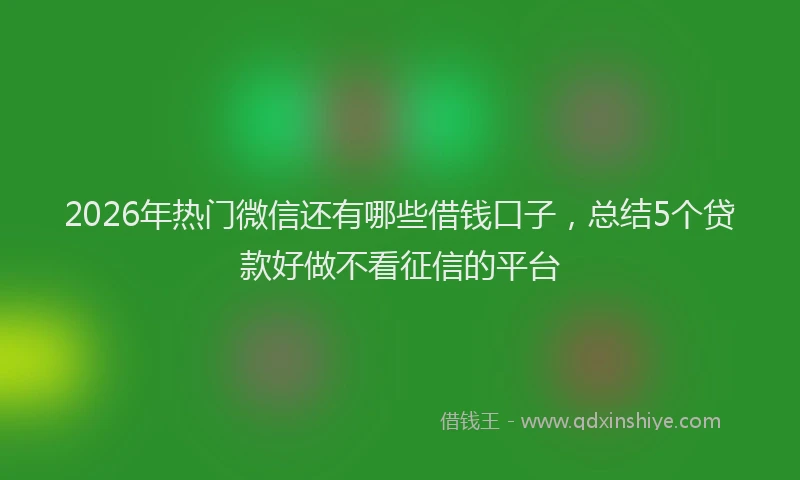 2026年热门微信还有哪些借钱口子，总结5个贷款好做不看征信的平台
