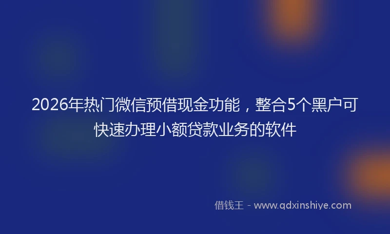 2026年热门微信预借现金功能，整合5个黑户可快速办理小额贷款业务的软件