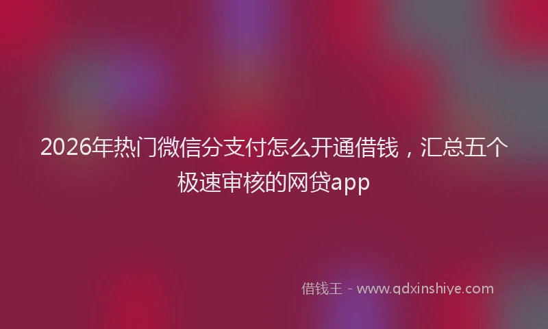 2026年热门微信分支付怎么开通借钱，汇总五个极速审核的网贷app