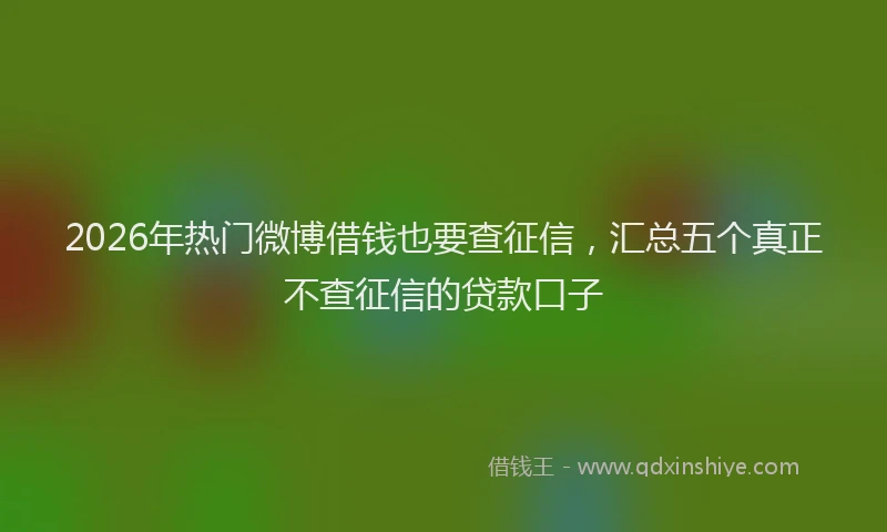 2026年热门微博借钱也要查征信，汇总五个真正不查征信的贷款口子
