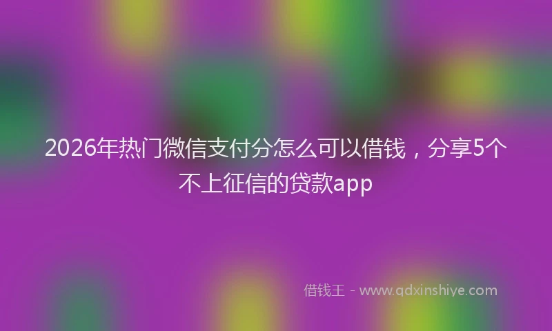2026年热门微信支付分怎么可以借钱,分享5个不上征信的贷款app