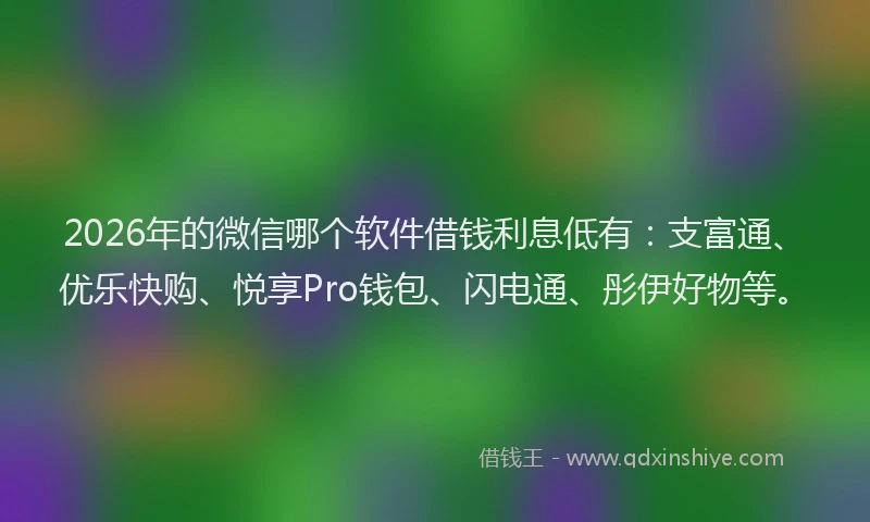 2026年的微信哪个软件借钱利息低有：支富通、优乐快购、悦享Pro钱包、闪电通、彤伊好物等。