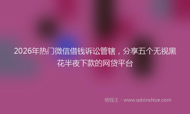 2026年热门微信借钱诉讼管辖，分享五个无视黑花半夜下款的网贷平台