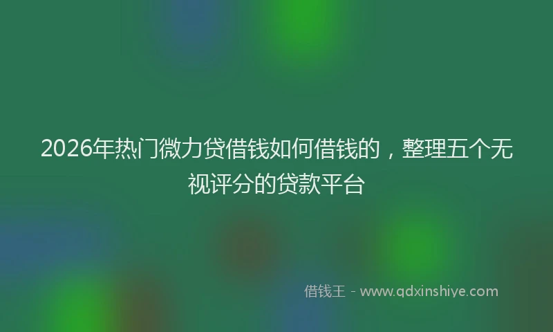 2026年热门微力贷借钱如何借钱的,整理五个无视评分的贷款平台