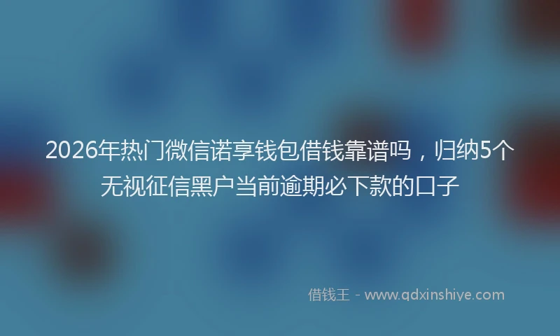 2026年热门微信诺享钱包借钱靠谱吗，归纳5个无视征信黑户当前逾期必下款的口子