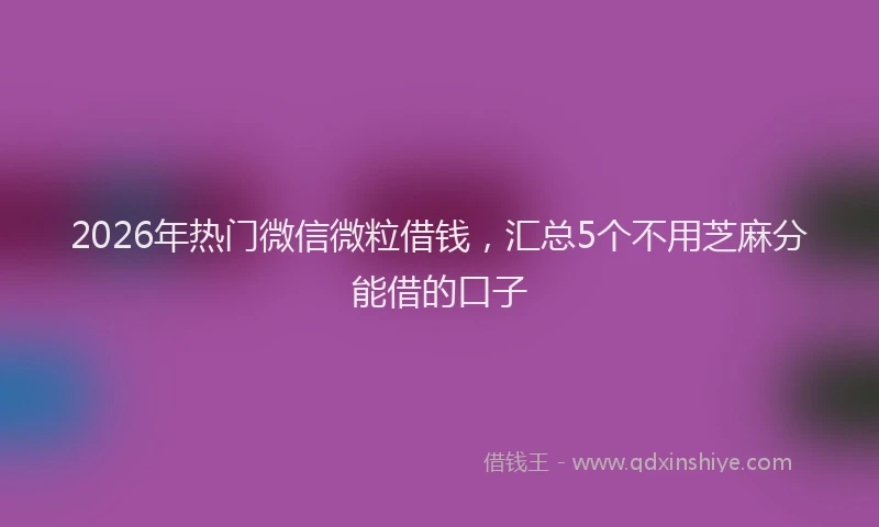 2026年热门微信微粒借钱，汇总5个不用芝麻分能借的口子