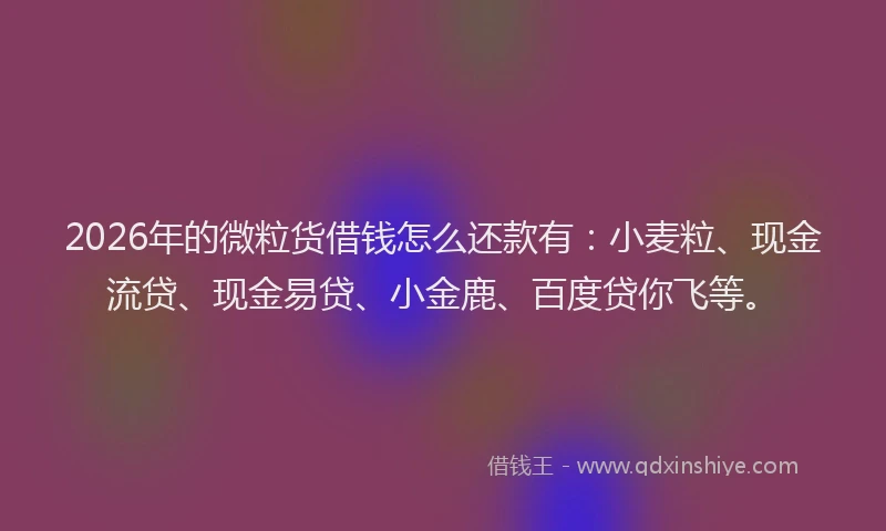 2026年的微粒货借钱怎么还款有：小麦粒、现金流贷、现金易贷、小金鹿、百度贷你飞等。