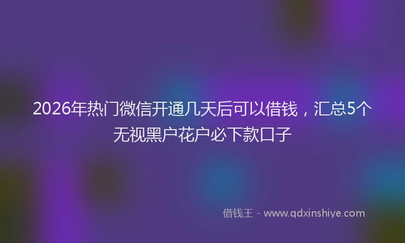 2026年热门微信开通几天后可以借钱，汇总5个无视黑户花户必下款口子