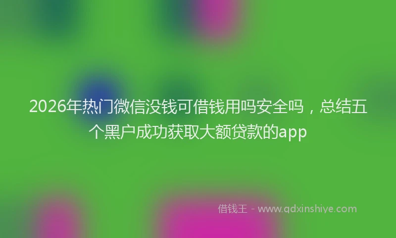 2026年热门微信没钱可借钱用吗安全吗，总结五个黑户成功获取大额贷款的app