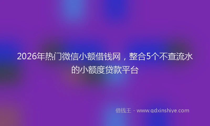 2026年热门微信小额借钱网，整合5个不查流水的小额度贷款平台
