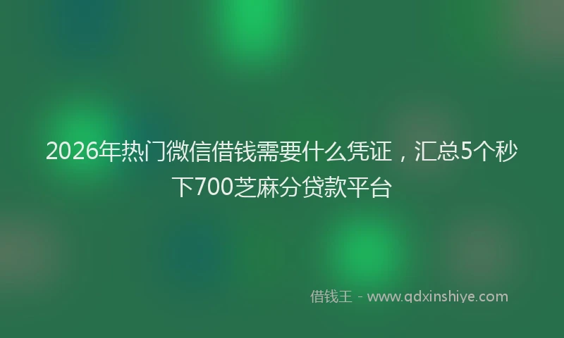 2026年热门微信借钱需要什么凭证，汇总5个秒下700芝麻分贷款平台