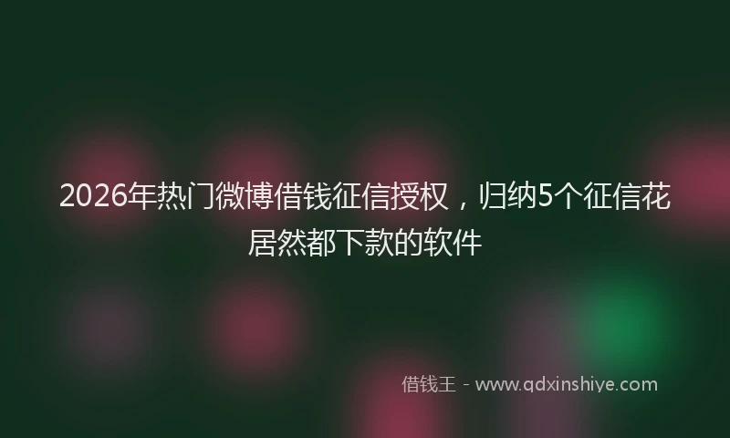2026年热门微博借钱征信授权，归纳5个征信花居然都下款的软件