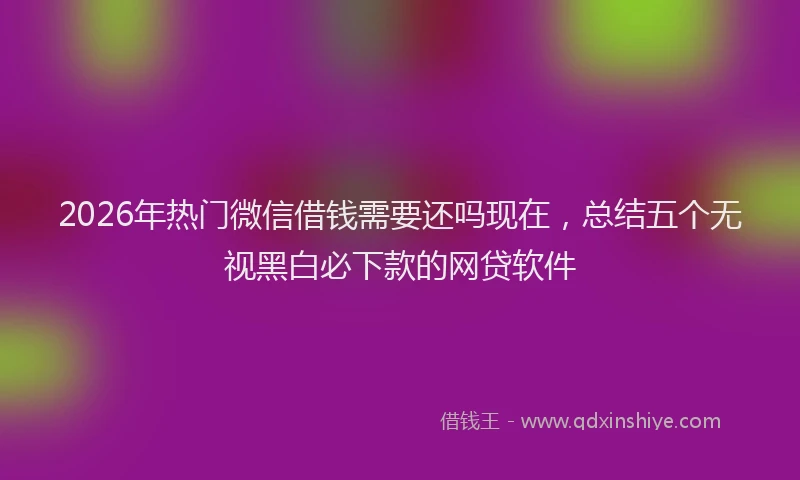 2026年热门微信借钱需要还吗现在，总结五个无视黑白必下款的网贷软件