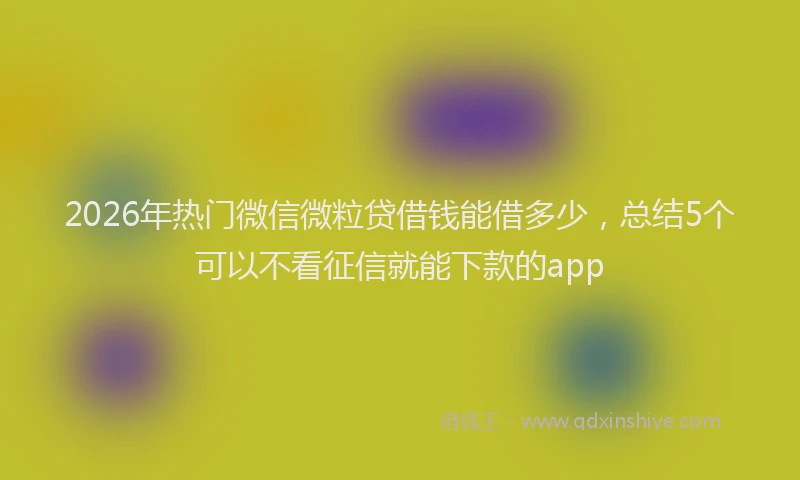 2026年热门微信微粒贷借钱能借多少，总结5个可以不看征信就能下款的app