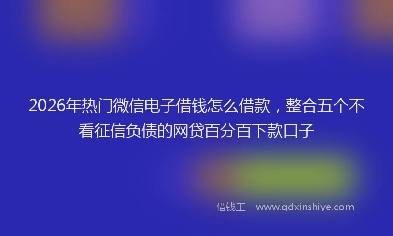2026年热门微信电子借钱怎么借款，整合五个不看征信负债的网贷百分百下款口子