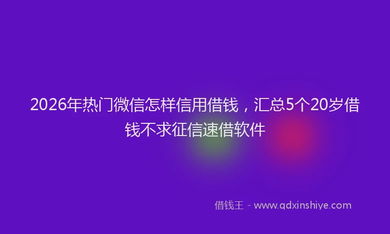 2026年热门微信怎样信用借钱，汇总5个20岁借钱不求征信速借软件