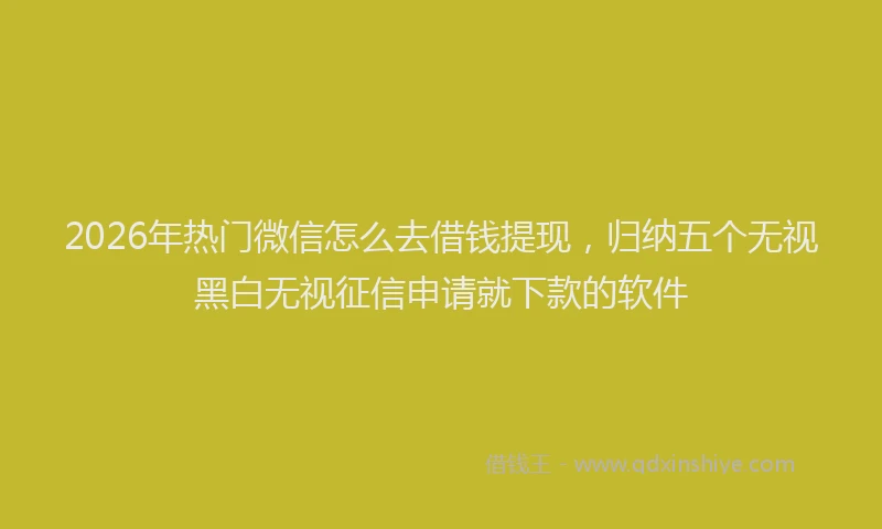 2026年热门微信怎么去借钱提现，归纳五个无视黑白无视征信申请就下款的软件