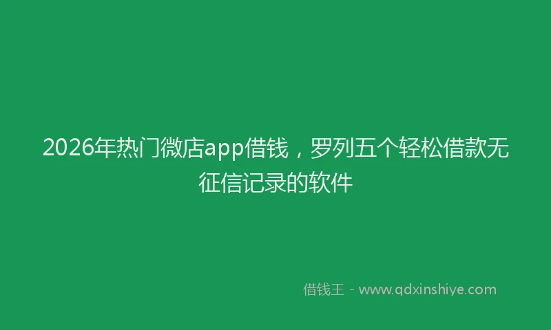 2026年热门微店app借钱，罗列五个轻松借款无征信记录的软件