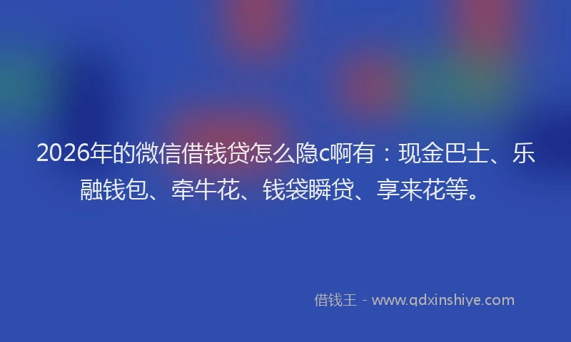 2026年的微信借钱贷怎么隐c啊有：现金巴士、乐融钱包、牵牛花、钱袋瞬贷、享来花等。