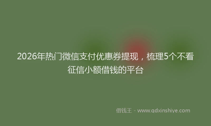 2026年热门微信支付优惠券提现，梳理5个不看征信小额借钱的平台