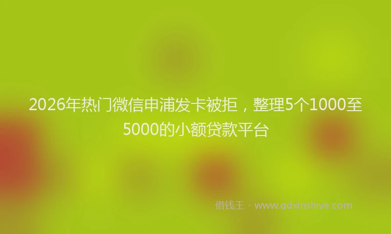 2026年热门微信申浦发卡被拒，整理5个1000至5000的小额贷款平台