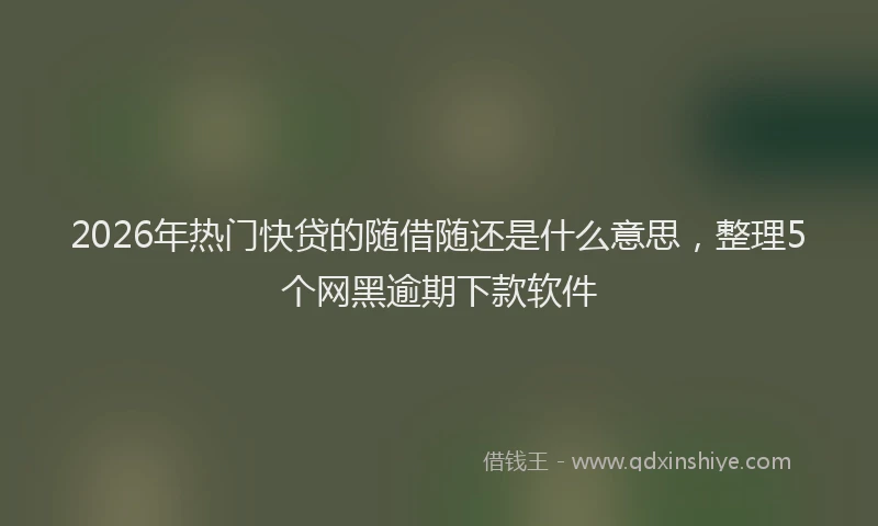 2026年热门快贷的随借随还是什么意思，整理5个网黑逾期下款软件