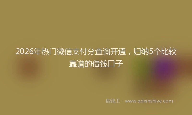 2026年热门微信支付分查询开通，归纳5个比较靠谱的借钱口子