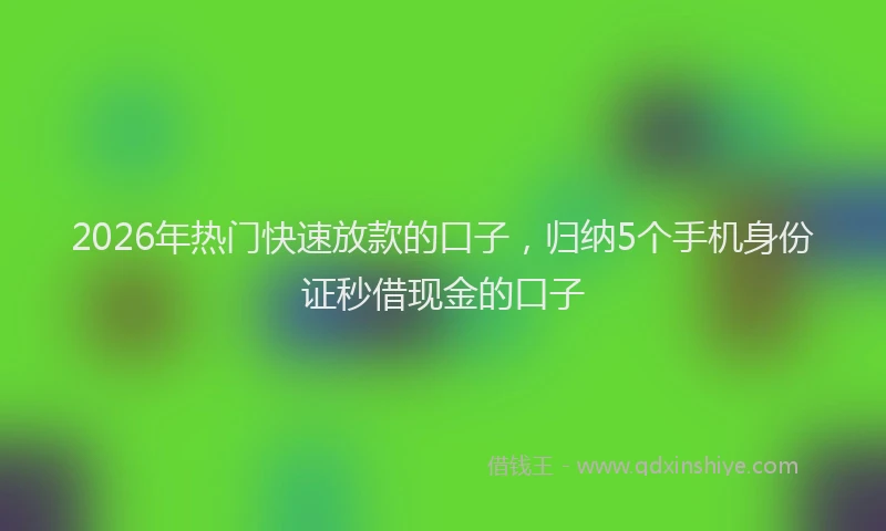 2026年热门快速放款的口子，归纳5个手机身份证秒借现金的口子