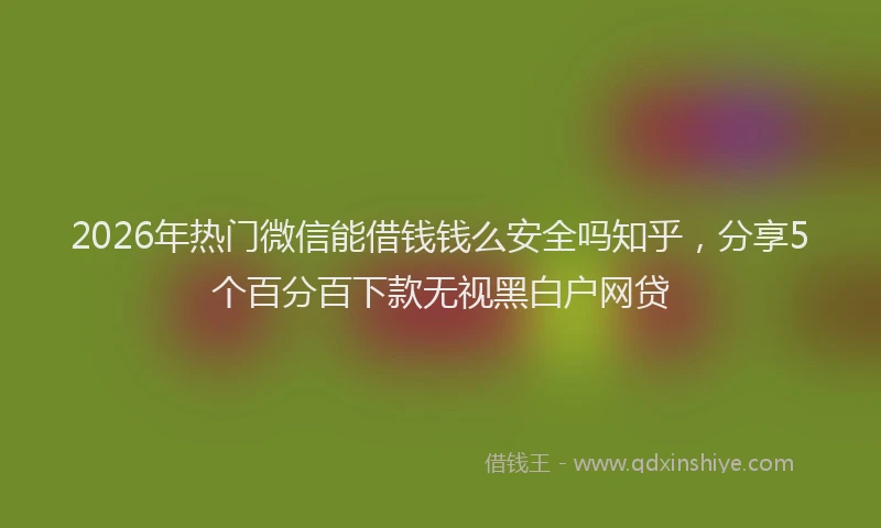 2026年热门微信能借钱钱么安全吗知乎，分享5个百分百下款无视黑白户网贷