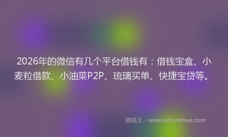 2026年的微信有几个平台借钱有：借钱宝盒、小麦粒借款、小油菜P2P、琉璃买单、快捷宝贷等。