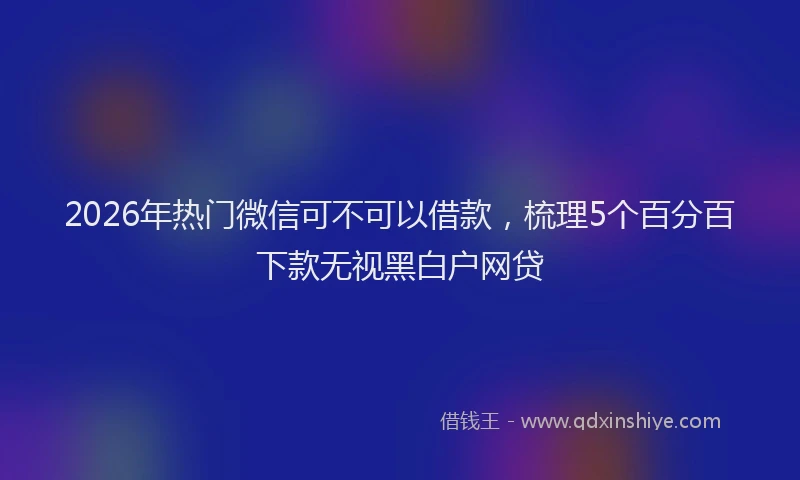 2026年热门微信可不可以借款，梳理5个百分百下款无视黑白户网贷