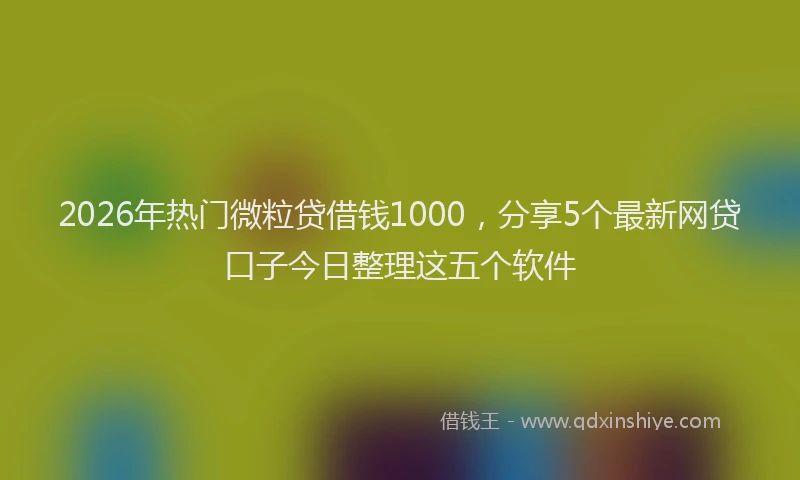 2026年热门微粒贷借钱1000，分享5个最新网贷口子今日整理这五个软件
