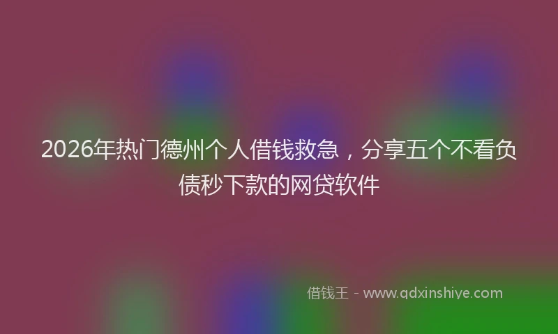2026年热门德州个人借钱救急，分享五个不看负债秒下款的网贷软件