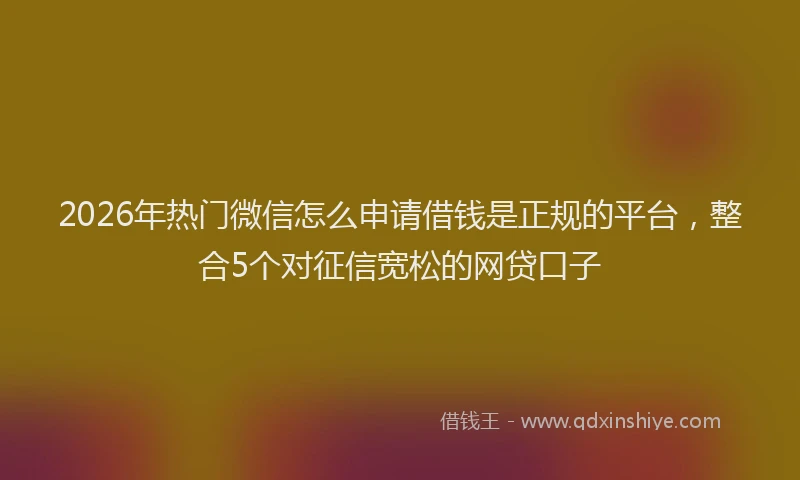 2026年热门微信怎么申请借钱是正规的平台，整合5个对征信宽松的网贷口子