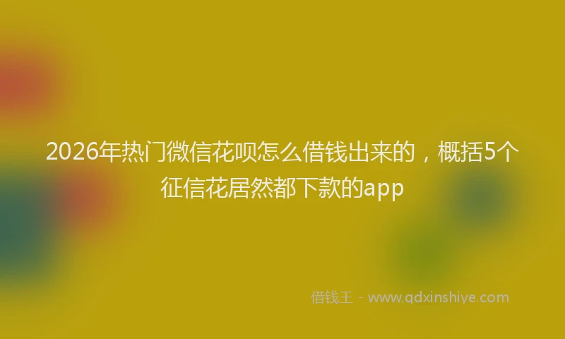2026年热门微信花呗怎么借钱出来的，概括5个征信花居然都下款的app
