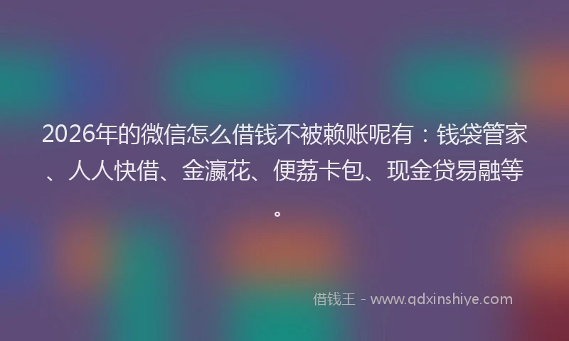 2026年的微信怎么借钱不被赖账呢有：钱袋管家、人人快借、金瀛花、便荔卡包、现金贷易融等。