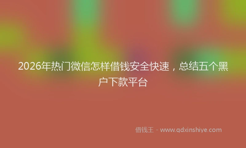 2026年热门微信怎样借钱安全快速，总结五个黑户下款平台