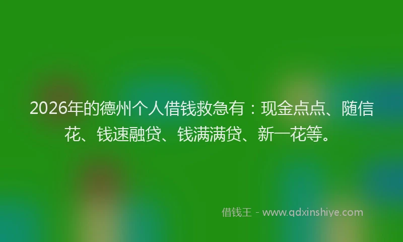 2026年的德州个人借钱救急有:现金点点、随信花、钱速融贷、钱满满贷、新一花等。
