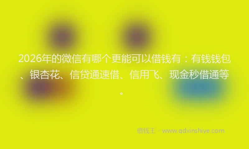 2026年的微信有哪个更能可以借钱有：有钱钱包、银杏花、信贷通速借、信用飞、现金秒借通等。