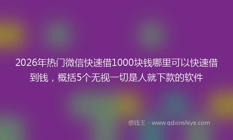 2026年热门微信快速借1000块钱哪里可以快速借到钱，概括5个无视一切是人就下款的软件