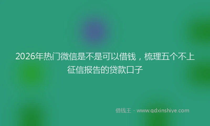 2026年热门微信是不是可以借钱，梳理五个不上征信报告的贷款口子