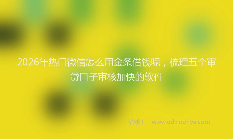 2026年热门微信怎么用金条借钱呢，梳理五个审贷口子审核加快的软件