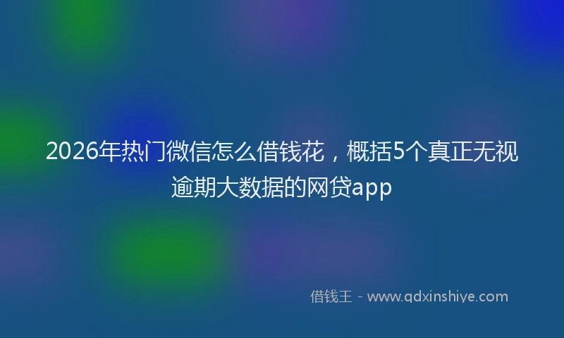 2026年热门微信怎么借钱花，概括5个真正无视逾期大数据的网贷app
