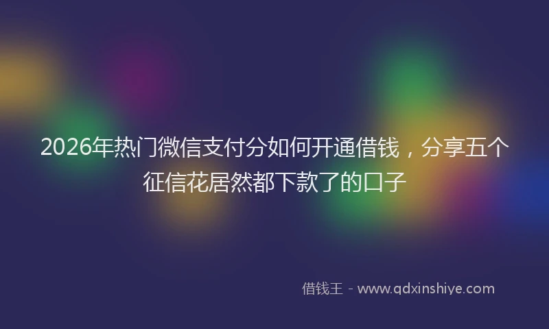 2026年热门微信支付分如何开通借钱，分享五个征信花居然都下款了的口子