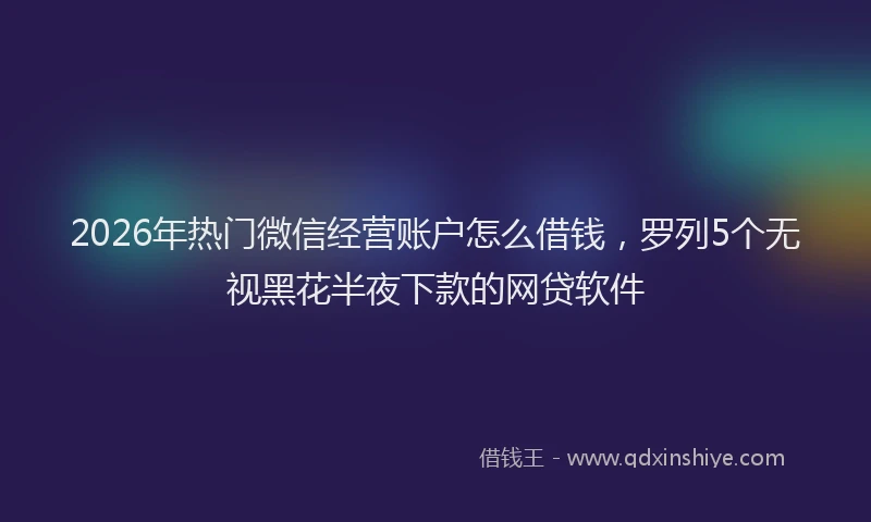 2026年热门微信经营账户怎么借钱，罗列5个无视黑花半夜下款的网贷软件