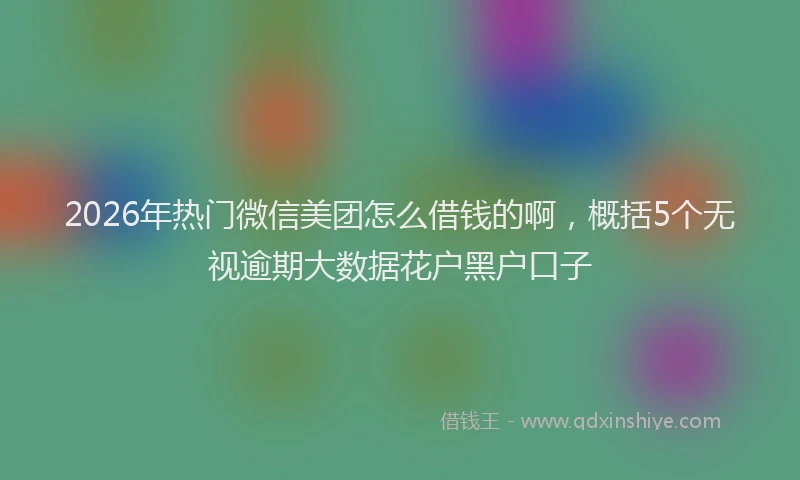 2026年热门微信美团怎么借钱的啊，概括5个无视逾期大数据花户黑户口子