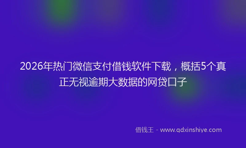 2026年热门微信支付借钱软件下载,概括5个真正无视逾期大数据的网贷口子
