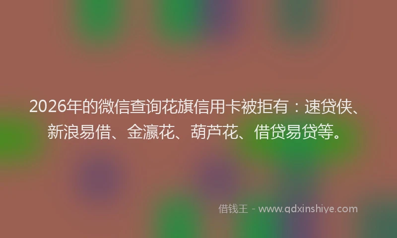 2026年的微信查询花旗信用卡被拒有：速贷侠、新浪易借、金瀛花、葫芦花、借贷易贷等。