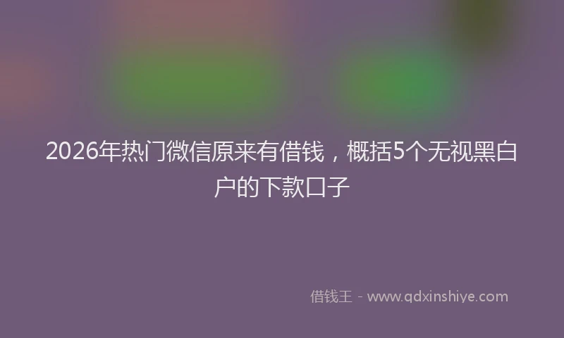 2026年热门微信原来有借钱，概括5个无视黑白户的下款口子