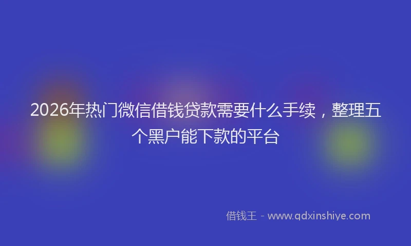 2026年热门微信借钱贷款需要什么手续，整理五个黑户能下款的平台